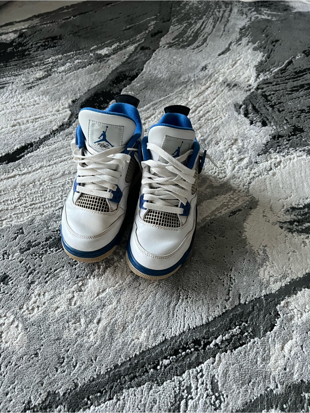 Jordan Kids White and Royal Blue Retro Sneakers
